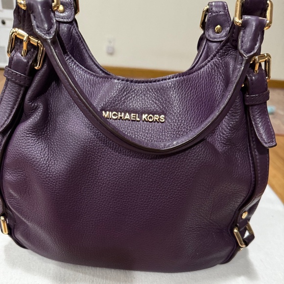 Michael Kors Dark Purple Leather Hobo Bag - Picture 1 of 7